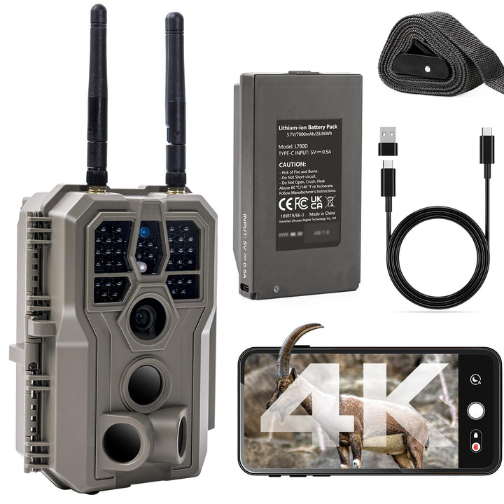 GardePro E8 2.0 Pro 4K Wildkamera WLAN mit 7800mAh Akku, 50 Meter lokale WLAN-Reichweite, 64MP Wildk