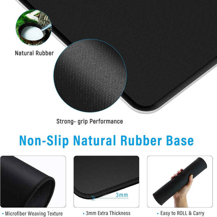 Alfombrilla de ratón XXL Grande Con goma impermeable y antideslizante para PC, MacBook, estudio, ord