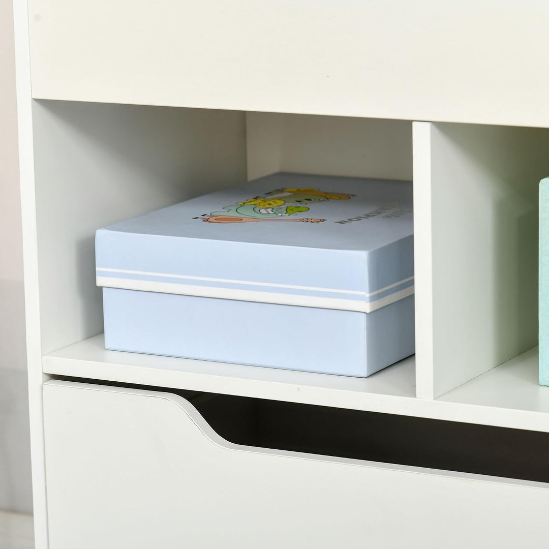 HOMCOM Kinder Bücherregal Kinderregal mit Schublade, 3 Ablagefächern und 2 offenen Fächern, Aufbewah