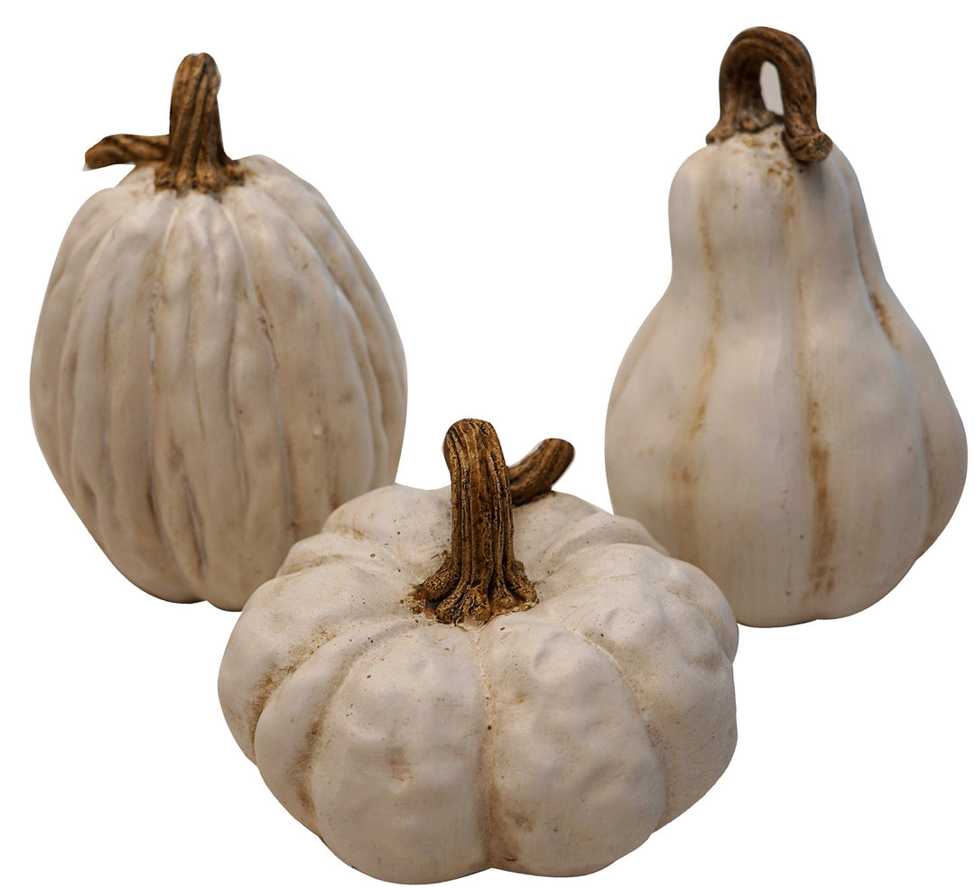 khevga Herbst-Dekoration Deko-Kürbisse im Set (weiss), Weiss
