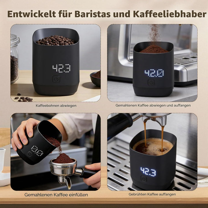 Kaffeewaage mit Timer &amp; LED Display, Präzise Espresso Waage Digital 0.1g für Siebträger &amp; Pour-Over,