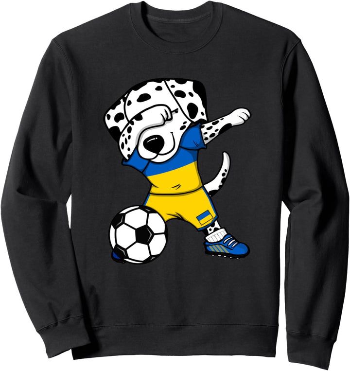 Dabbing Dalmatiner Hund Ukraine Fussball Ukrainische Flagge Sweatshirt
