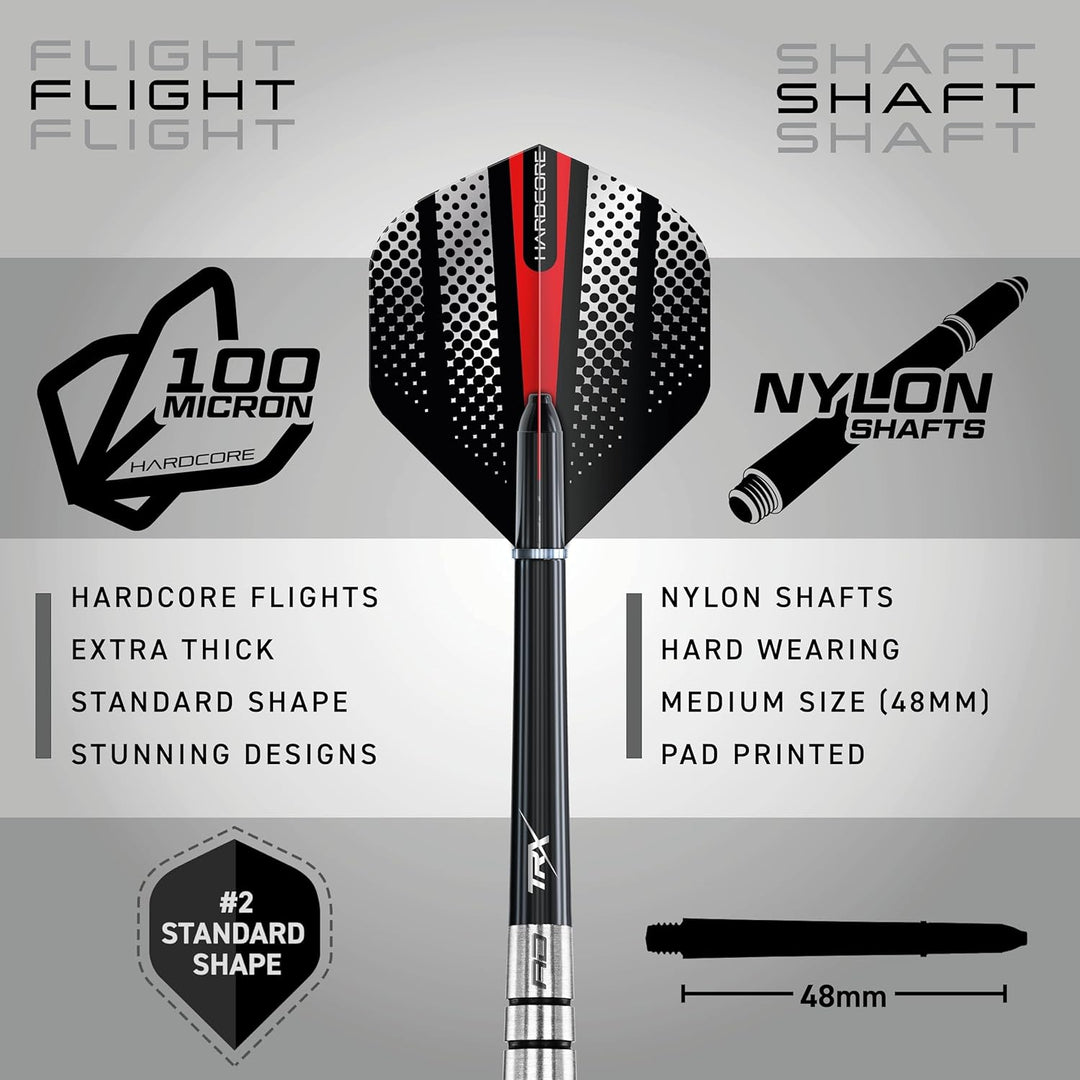 RED DRAGON Sidewinders 25g, 27g or 30g Flightmaster Tungsten Darts Set mit Flights und Schäfte 30.0
