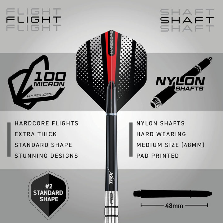 RED DRAGON Sidewinders 25g, 27g or 30g Flightmaster Tungsten Darts Set mit Flights und Schäfte 30.0