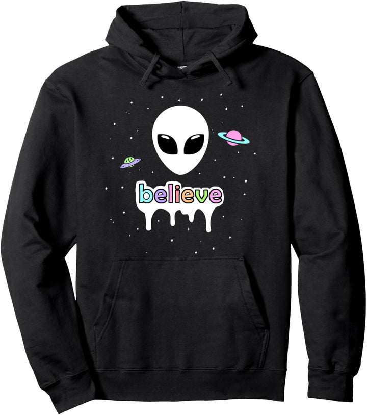 Believe Alien Soft Grunge Aesthetic Space - Ausserirdisch Pullover Hoodie