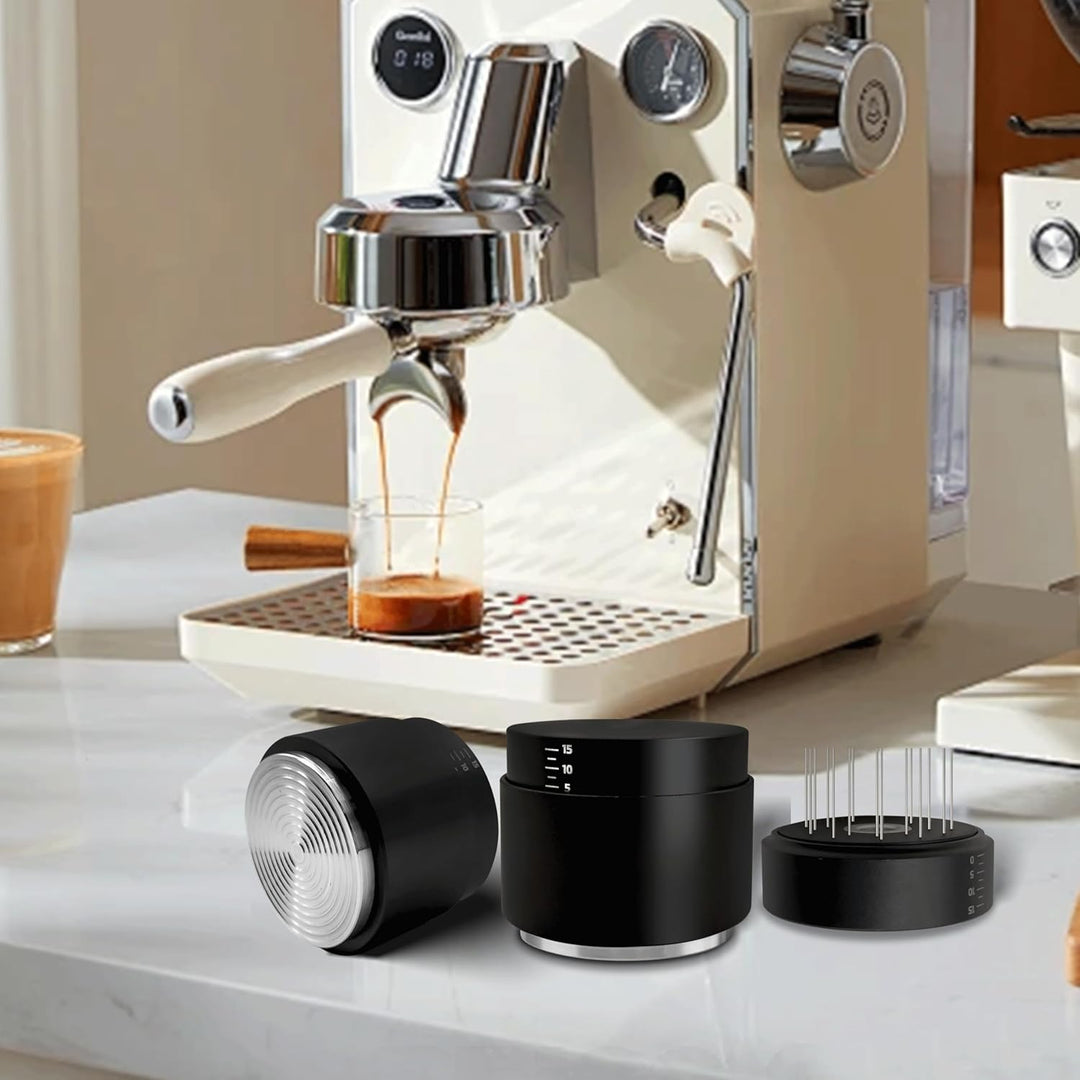 3-in-1 Kaffeeverteiler und Tamper mit WDT Werkzeug – Einstellbares Espresso Verteiler-Set – Profi Ba