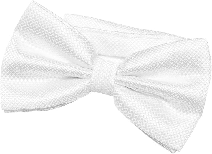 DonDon Herren Fliege und Einstecktuch gebunden und grössenverstellbar Weiss, Weiss