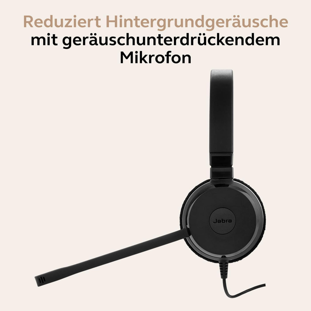 Jabra Evolve 20 SE Stereo Headset - Microsoft Zertifizierte Kopfhörer für VoIP Softphone mit passive