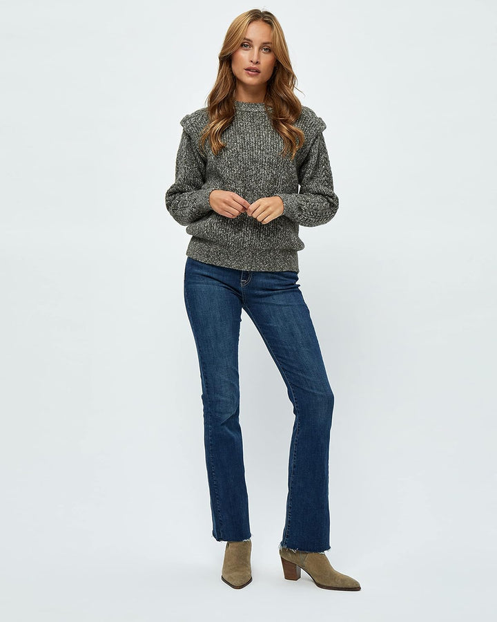 Desires Damen Jackline Rundhalsausschnitt O-Neck Pullover M Beluga-grün, M Beluga-grün