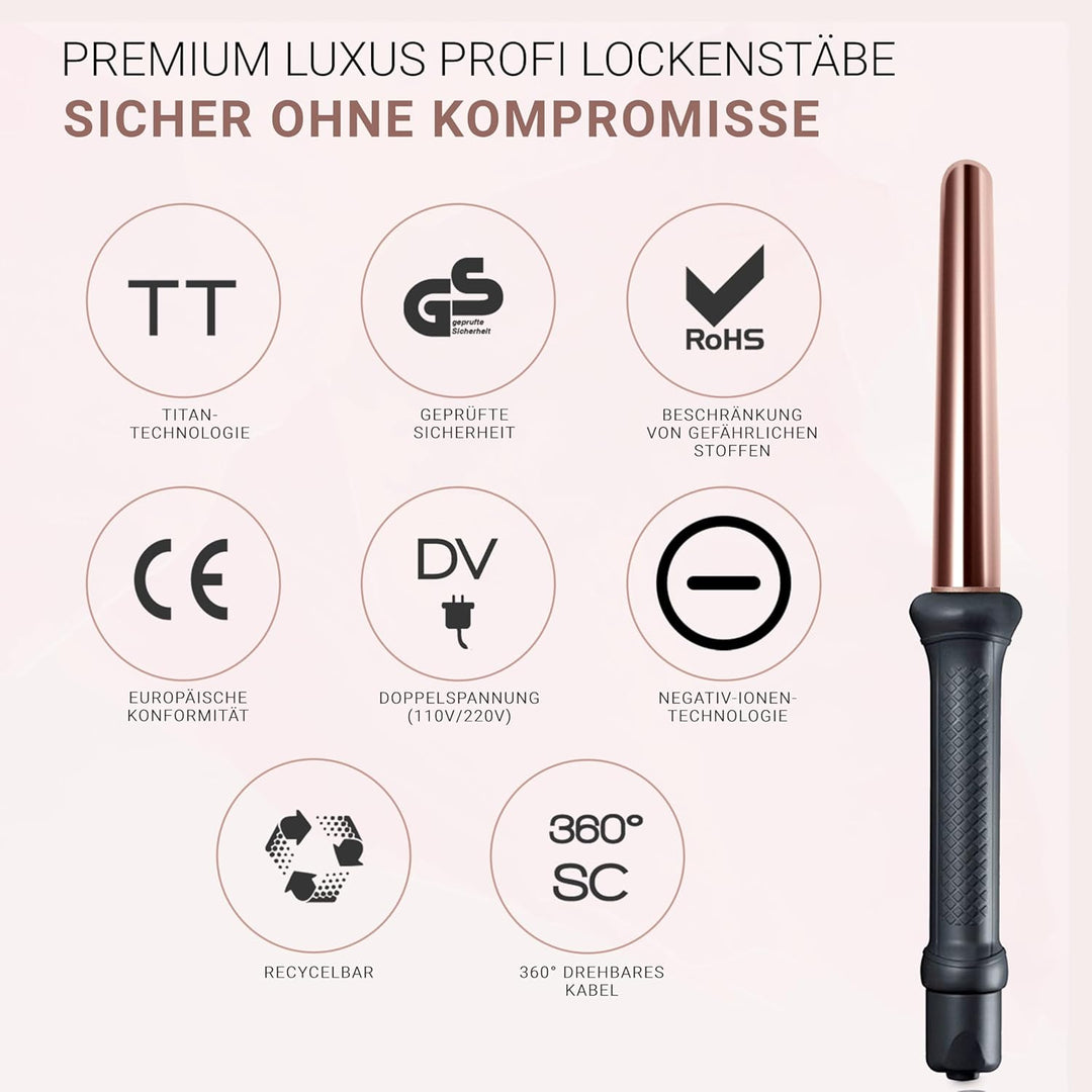 Lockenstab für Beach Waves - 5 Jahre Sorgenfreiheit - Hair Curler Lockeneisen Curling Iron Locken Cu