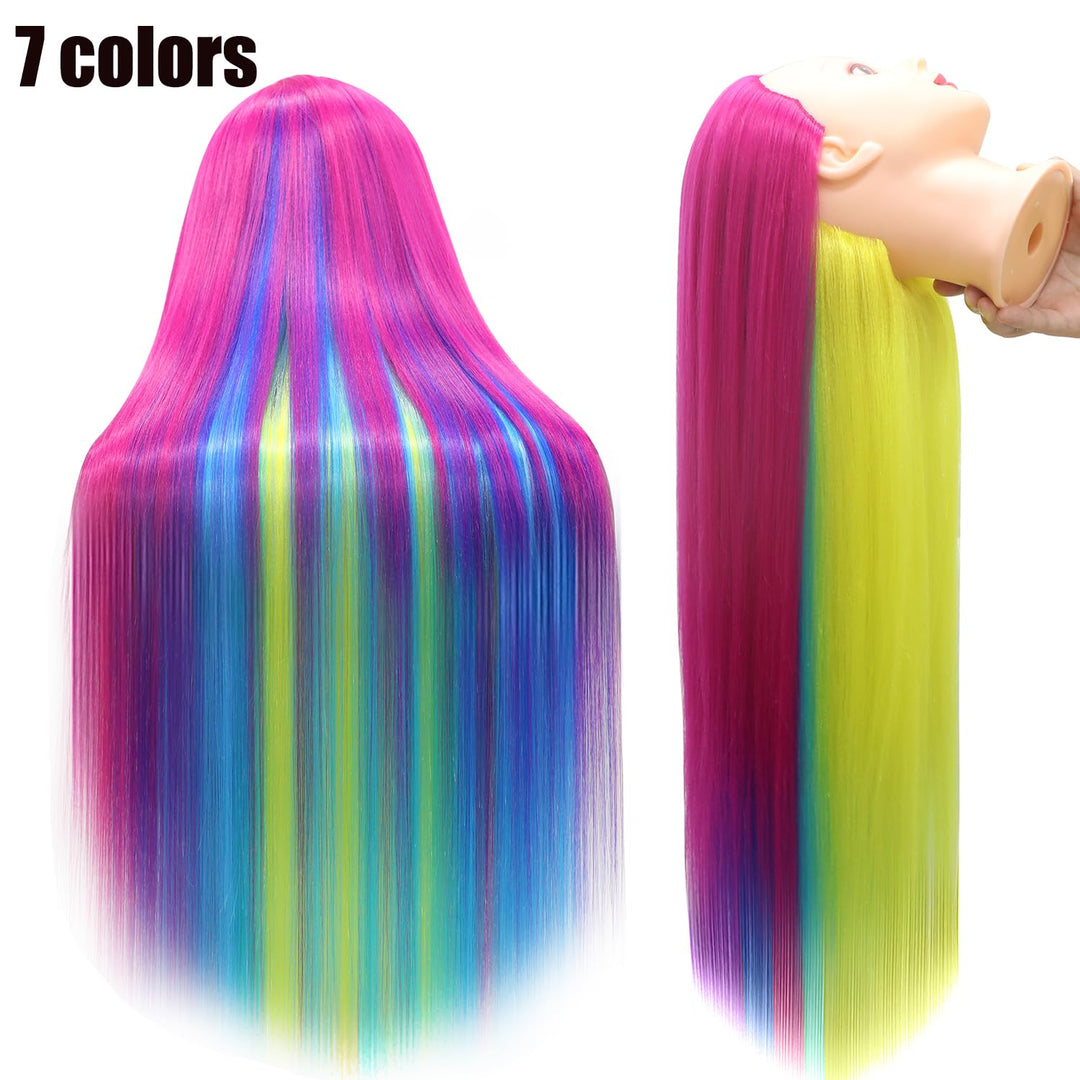 Trainingsköpfe, 28 inch Übungskopf Frisierkopf Friseur 100% Synthetikfaser-Haar Styling Kopf Frisier