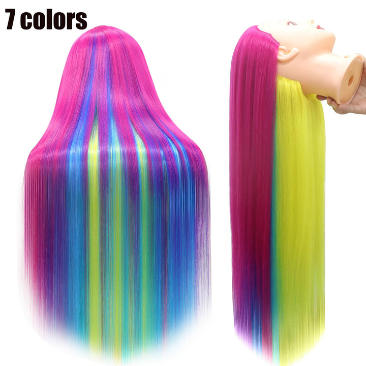 Trainingsköpfe, 28 inch Übungskopf Frisierkopf Friseur 100% Synthetikfaser-Haar Styling Kopf Frisier