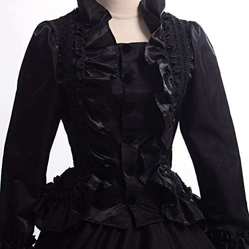 GRACEART Damen Gothic Viktorianisches Kleid Renaissance Maxi Kostüm (M, Schwarz) M Schwarz, M Schwar
