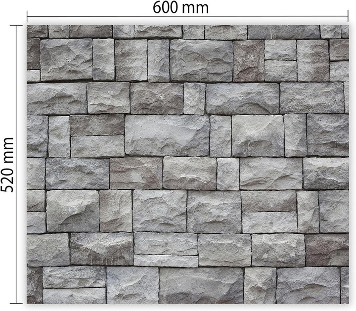 SmartDecoration Herdabdeckplatte Ceranfeldabdeckung aus Glas 60x52 cm Einteilig Motiv "Stein" Grau (