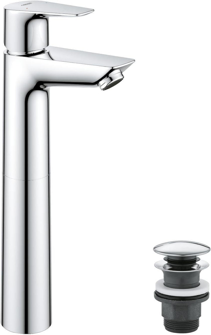 GROHE Start Edge - Einhand-Waschtischarmatur (wassersparend, XL- Size, flexible Anschlussschläuche),
