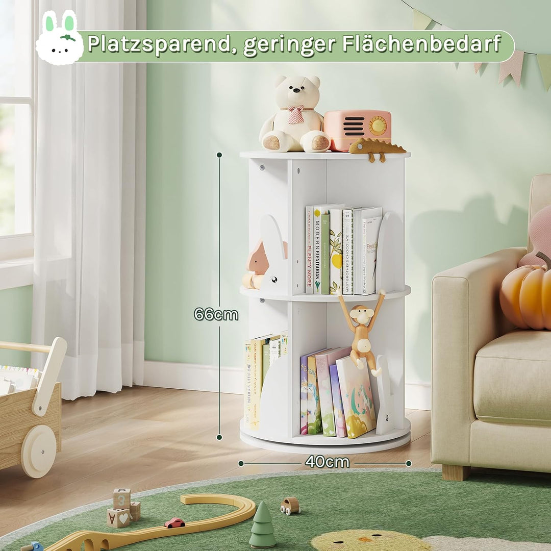 WOLTU Bücherregal Kinder, drehbares Kinderregal mit 2 Ebenen, Bücher Regal Kinderzimmer Wohnzimmer,