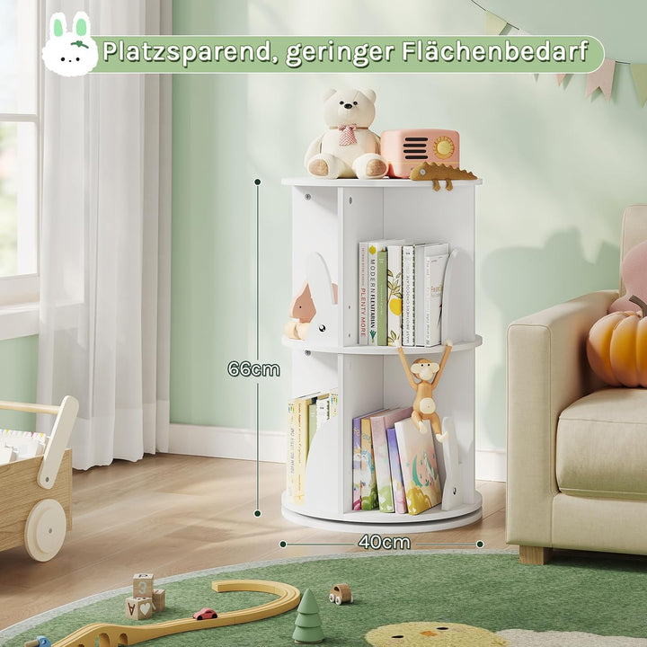 WOLTU Bücherregal Kinder, drehbares Kinderregal mit 2 Ebenen, Bücher Regal Kinderzimmer Wohnzimmer,