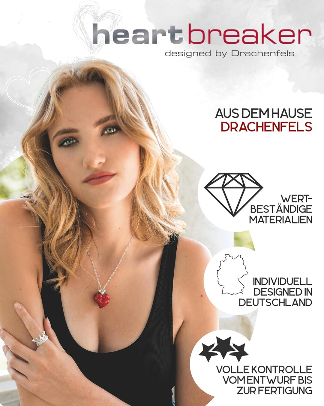 Heartbreaker Damen- Herzohrstecker Crown of my Heart mit Brandlack LD LP 22 RM