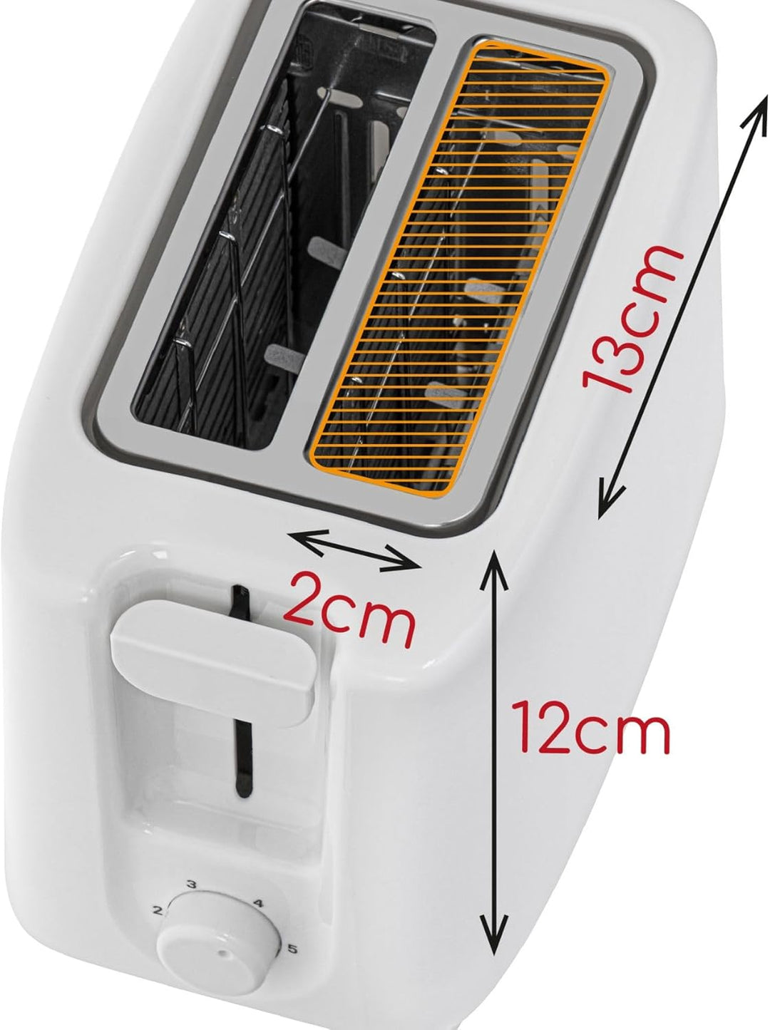 ADLER Toaster 2 Scheiben, 650-750 W, 75 cm Kabel & 6 Bräunungsstufen
