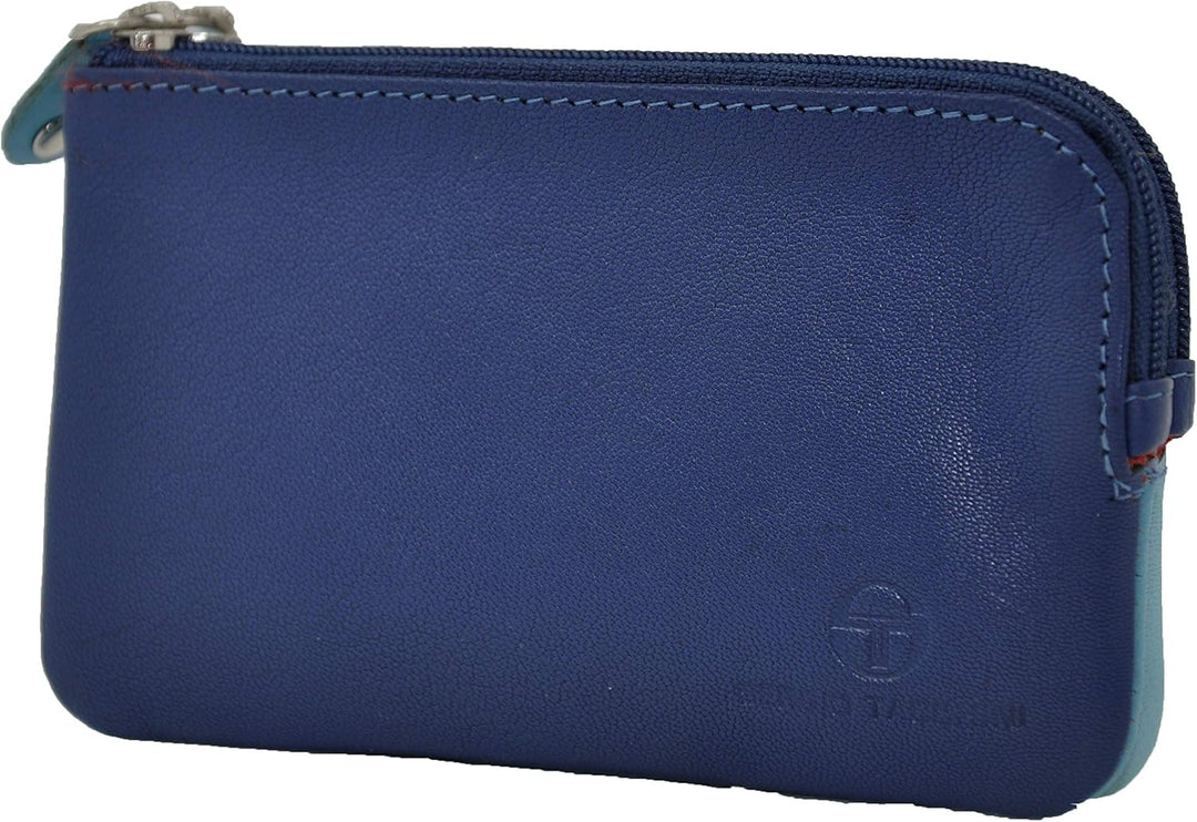 Sergio Tacchini Schlüsseletui Schlüsseltasche aus echtem Leder mit Reissverschluss, Doppelt und Abtr