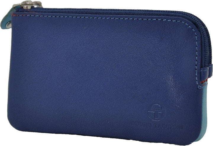 Sergio Tacchini Schlüsseletui Schlüsseltasche aus echtem Leder mit Reissverschluss, Doppelt und Abtr