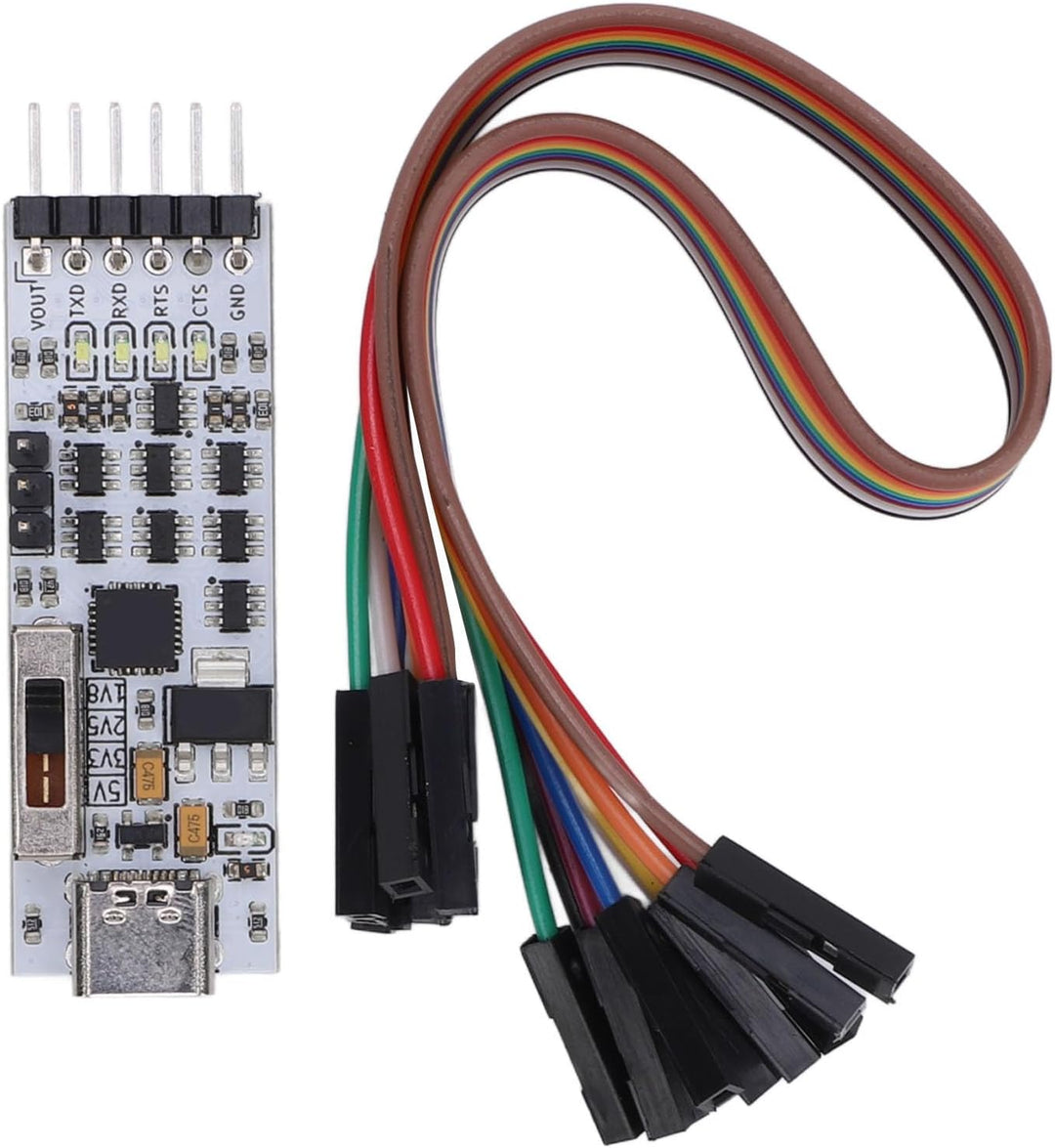 Bewinner FT232RL USB-zu-TTL-Seriell-Adaptermodul mit Power- und Daten-LEDs, RTS/Cts-Pins, 1,8 V–5 V