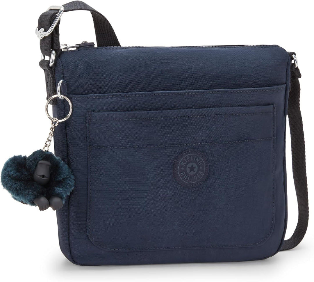 Kipling Sebastian Damen-Umhängetasche, glitzernd, goldfarben 9"L x 8.5"H x 1.75"D Blue Bleu, 9"L x 8