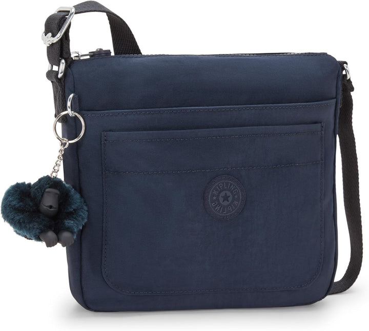 Kipling Sebastian Damen-Umhängetasche, glitzernd, goldfarben 9"L x 8.5"H x 1.75"D Blue Bleu, 9"L x 8