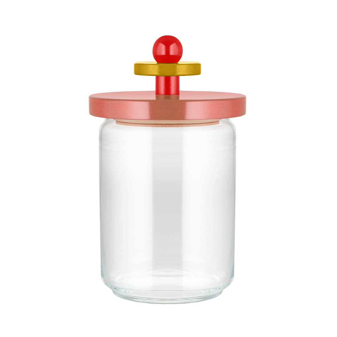 Alessi ES16/100 2 Twergi Küchendose aus Glas mit abgedichtetem Deckel aus Lindenholz, rosa, 100 Valu