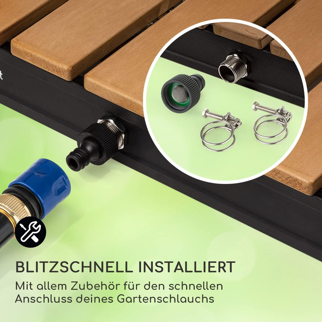blumfeldt Cool Breeze - Gartendusche, Campingdusche, WPC, Aluminium, Holzoptik, Tragegriff, Gartendu