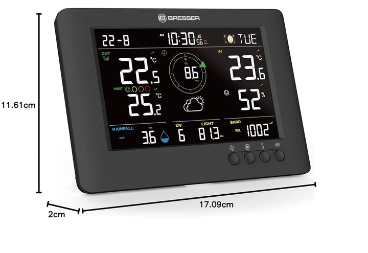Bresser 8-in-1 ClearViewTB Wetterstation mit Hitzestress-Index, Sensirion-Sensor, 8-in-1-Multisensor