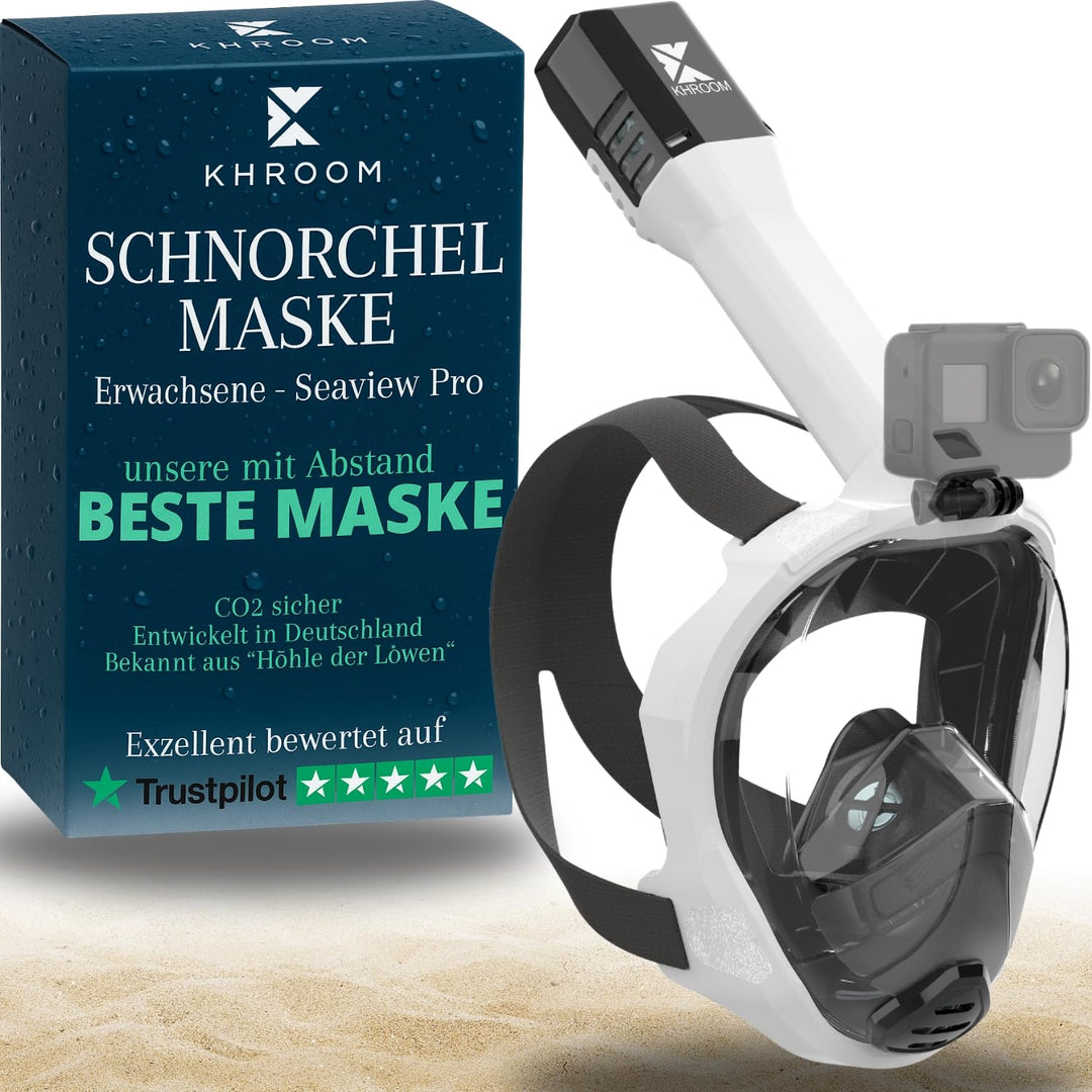 Khroom Schnorchelmaske Erwachsene Vollmaske absolut CO2 sicher | Unsere Beste Tauchermaske Seaview P