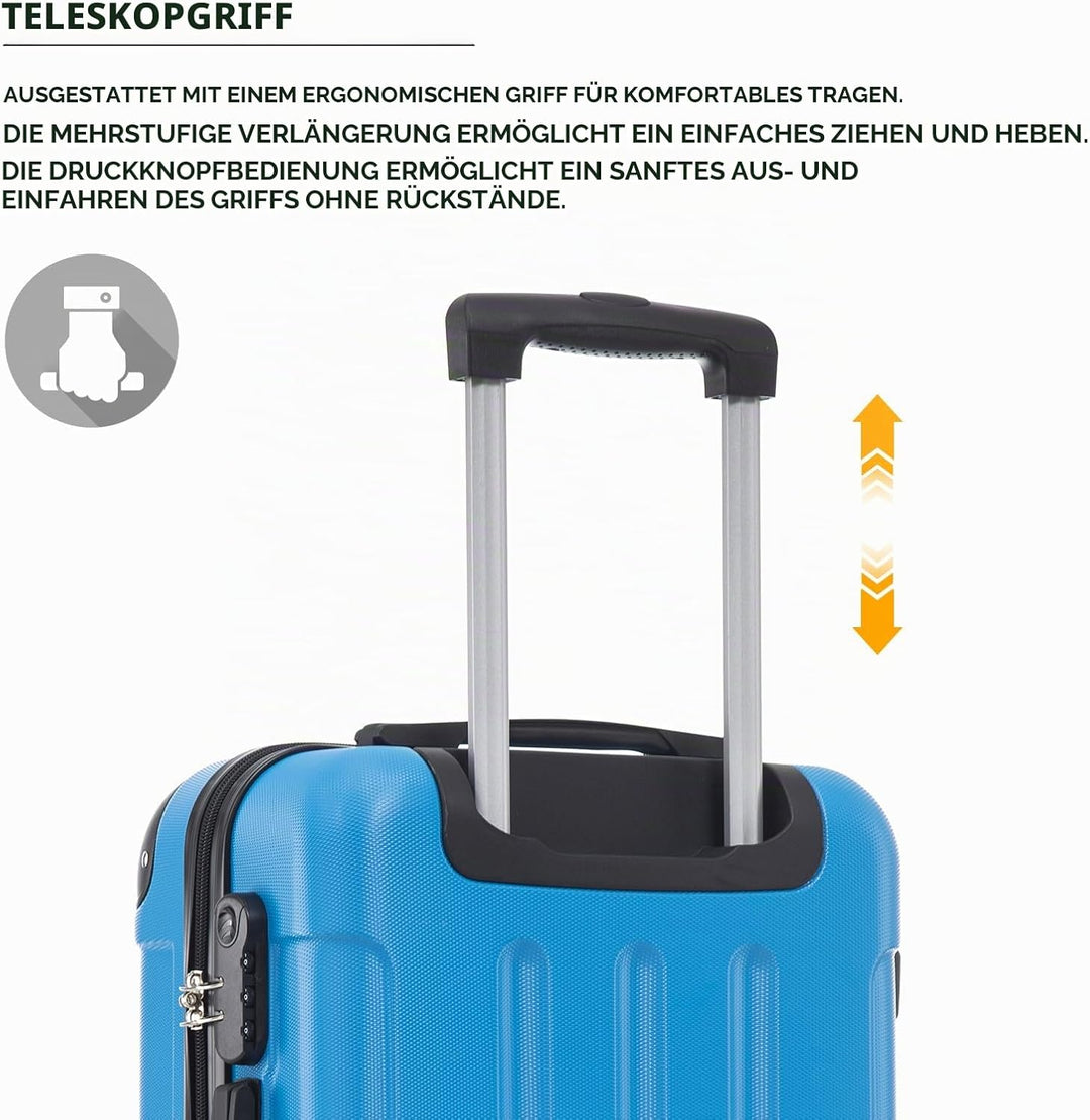Trolley Koffer Suitcase, Reisekoffer, Rollkoffer Handgepäck, Hartschalenreisekoffer mit 4 Rollen 360