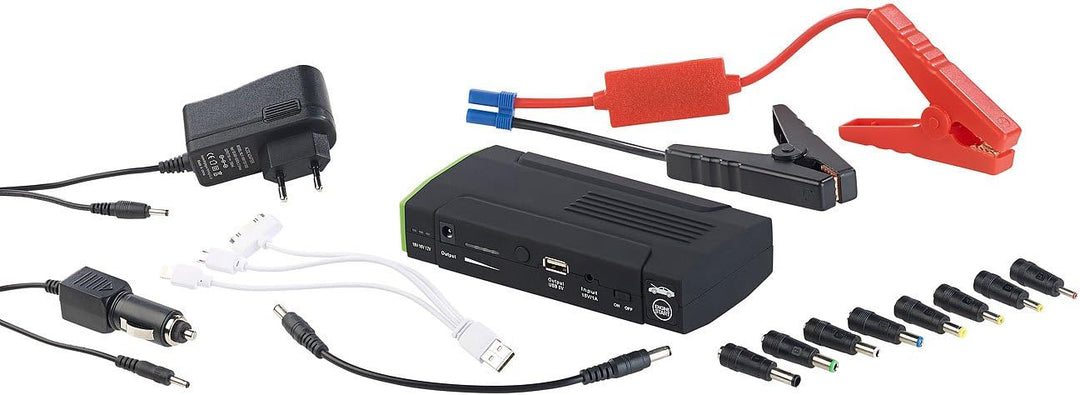 revolt Jump Starter: Notebook-Powerbank mit Kfz-Starthilfe & LED-Leuchte, 8.000 mAh, 400 A (Auto Pow