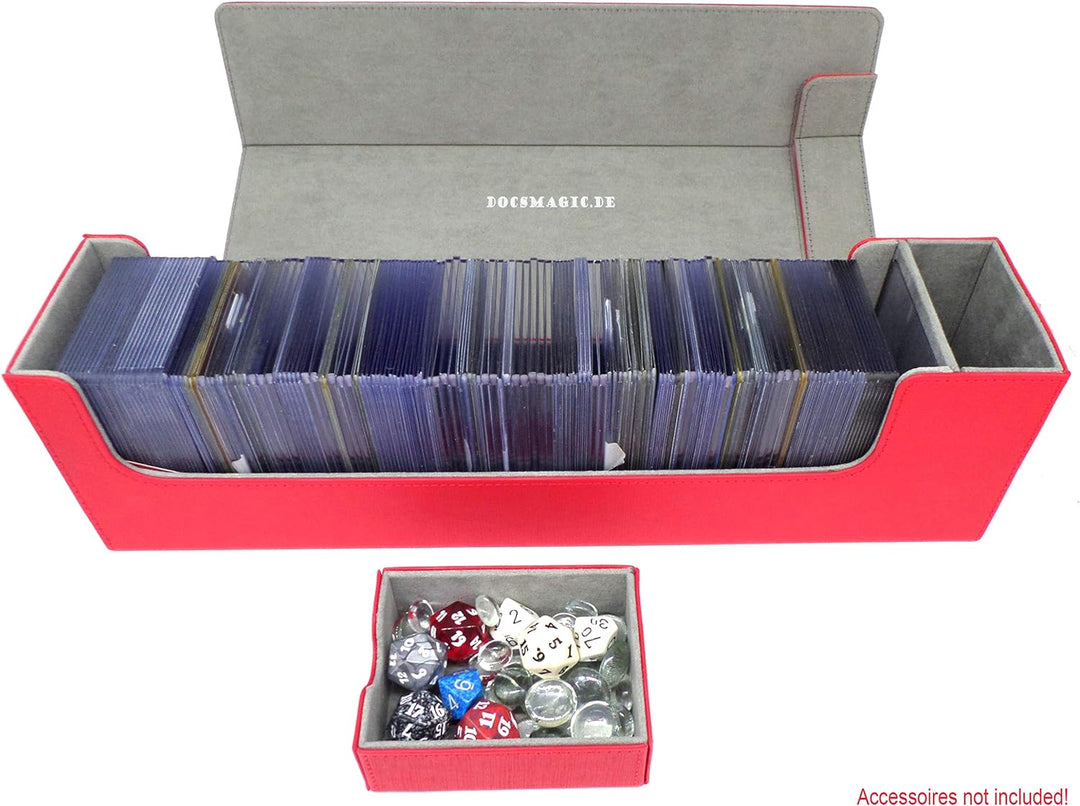 docsmagic.de Premium Magnetic Tray Long Box Red Large - Card Deck Storage - Kartenbox Aufbewahrung T