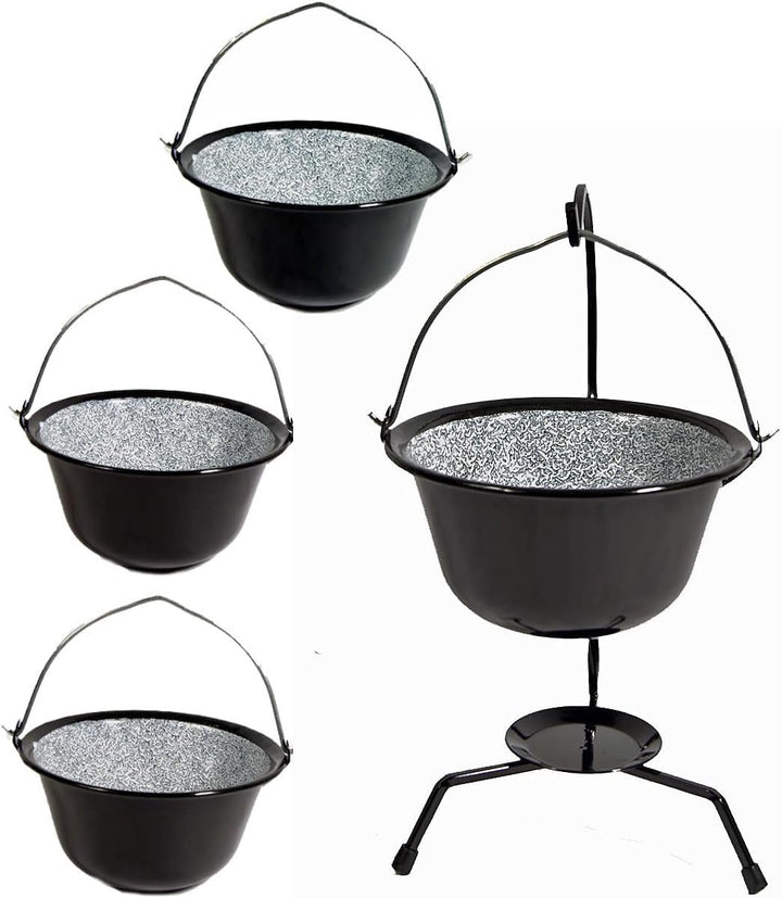 4er Set 0,8L Gulaschkessel Emaille und Kesselständer = 14,98€/Set