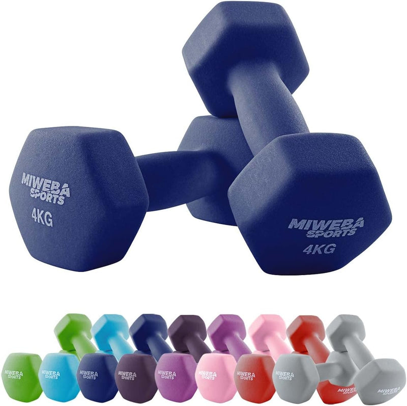 Miweba Sports Neopren Hantelset NKH100 | 𝐏𝐫𝐨𝐟𝐢 Hanteln - 0.5-10.0 Kg - Hexagon Hanteln Set - Kurzhan