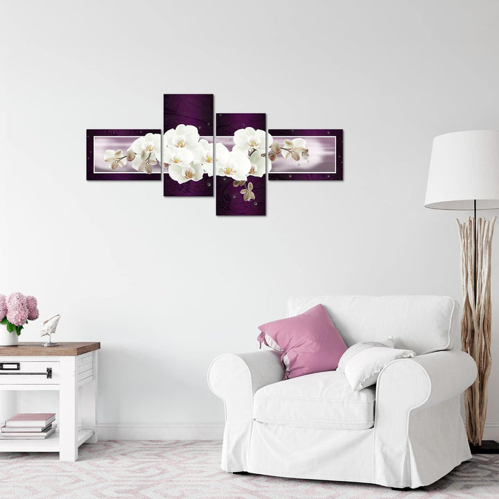 Runa Art Bild Modern Blumen Orchidee - Made in Germany - Wandbilder Abstrakt Violett Lila 4 Teilig 2