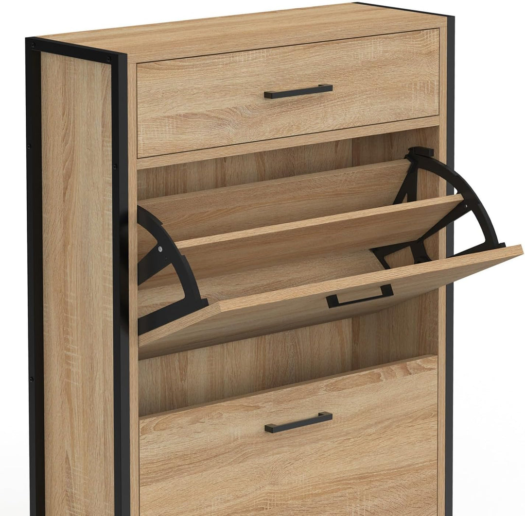 IDMarket - Schuhmöbel 12 Paar LUIS 2 Türen mit Schublade Industriedesign