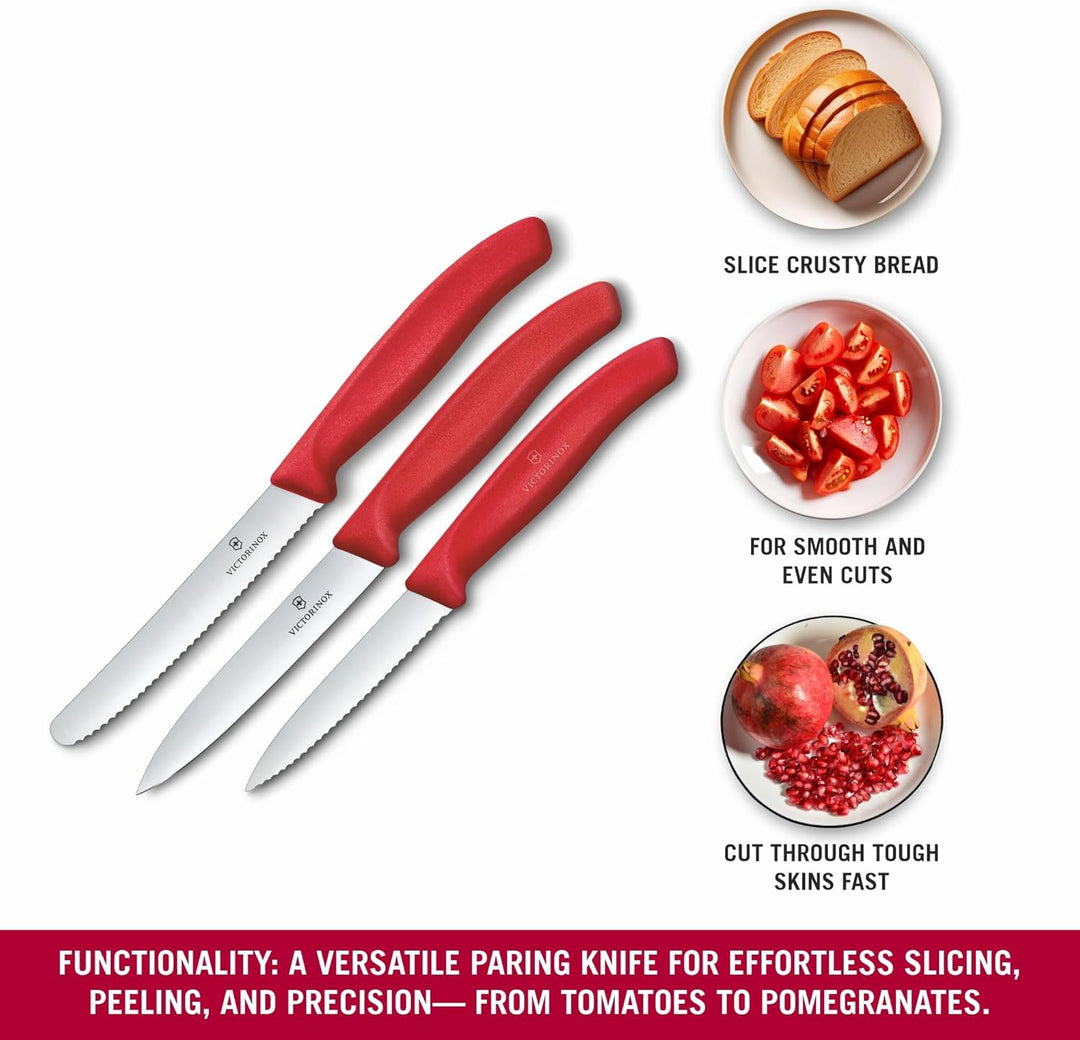 Victorinox Swiss Classic Küchenmesser Set, 3teilig, Gemüse-, Tomaten- und Frühstücksmesser, Rostfrei