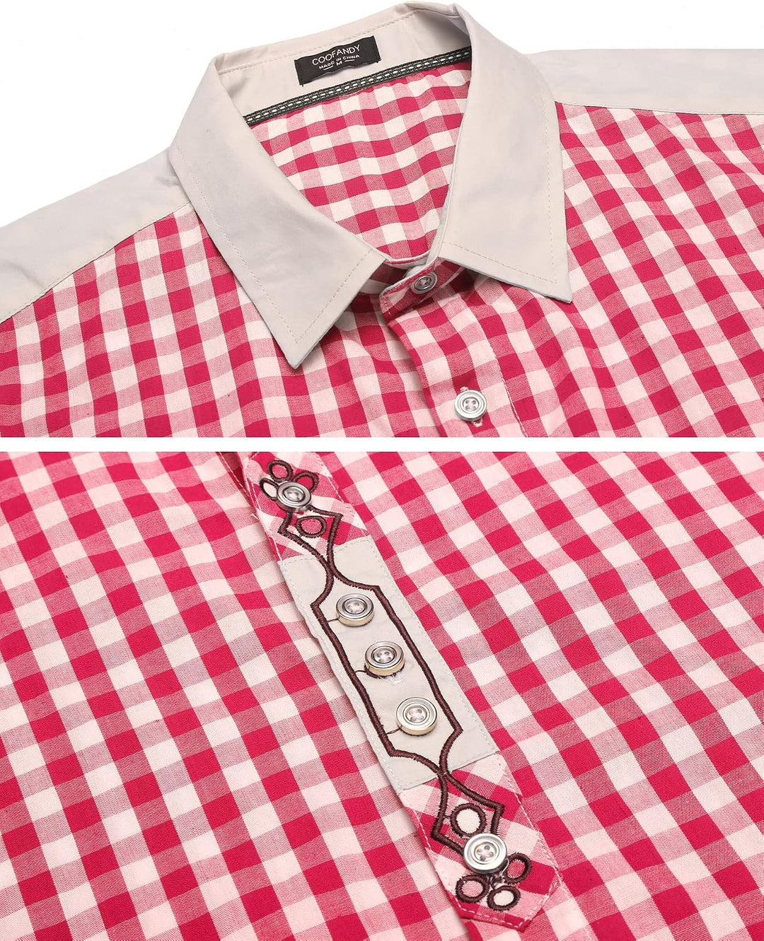 COOFANDY Hemd Herren Langarm Trachtenhemd Kariertes Oktoberfest Hemd Freizeithemd Karohemden Herrenh