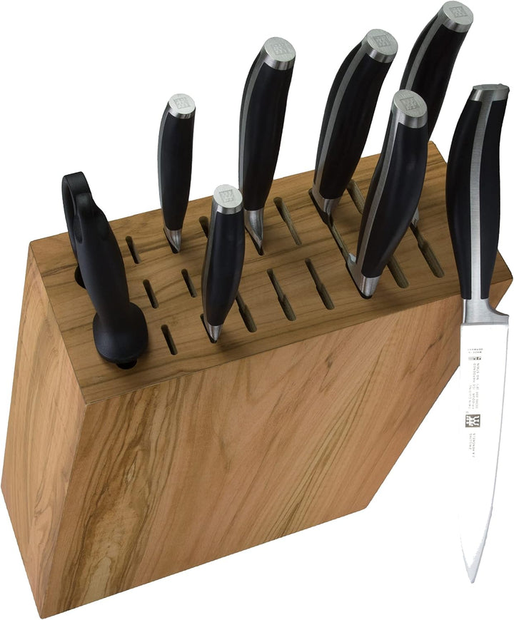 Messerblock mit 17 Öffnungen, Olivenholz natur, leer