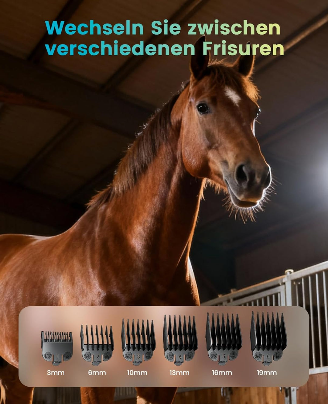 oneisall Kabellose Leise Schermaschine Pferd Hund Langhaar dickes Fell, Hundeschermaschine mit abneh