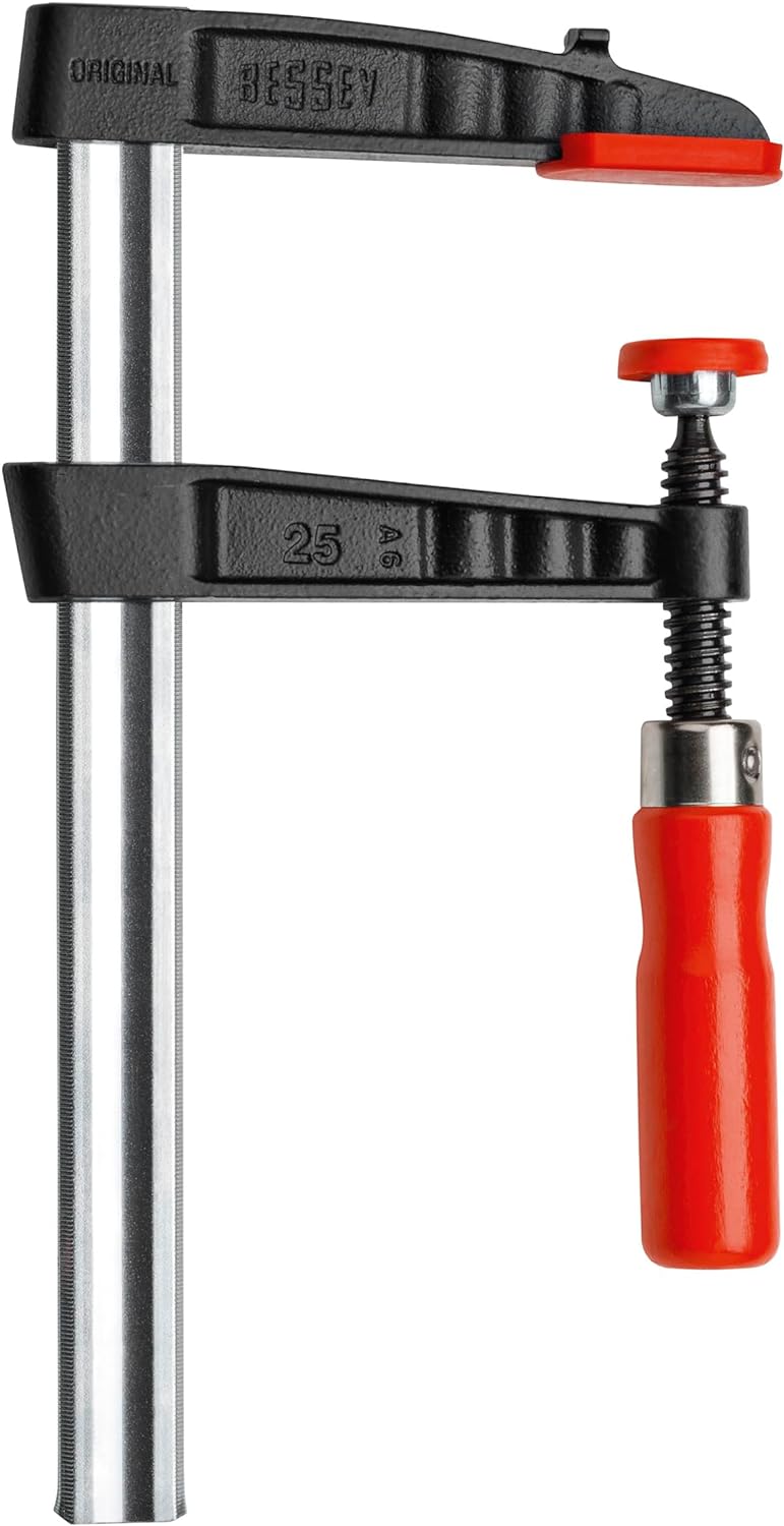 Bessey Temperguss-Schraubzwinge TG60S17 mit bewährtem Holzgriff, 175 mm 600/175, 600/175