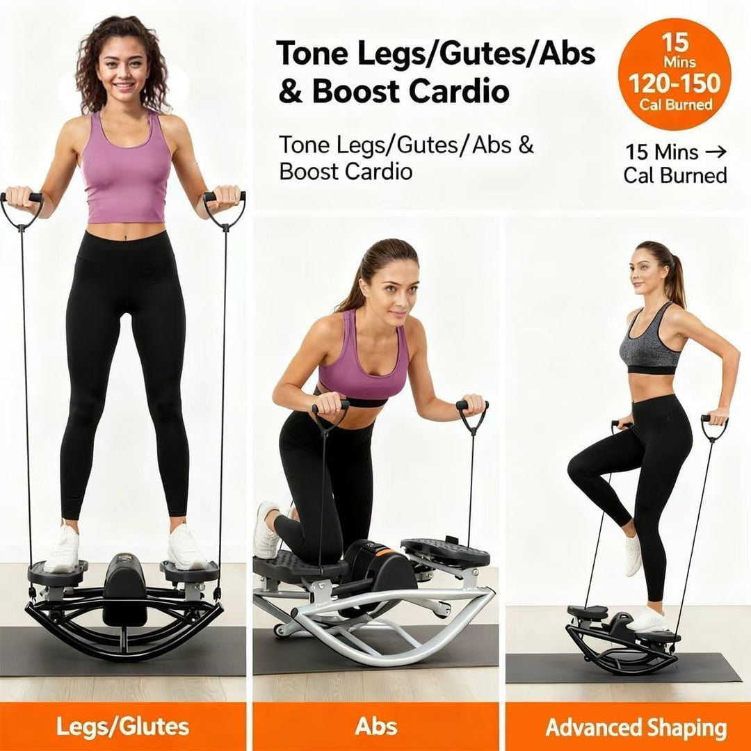 Lateral Rocking Fitness Stepper, Side-to-Side Rock Stepper mit Digitalem Monitor und Widerstandsbänd
