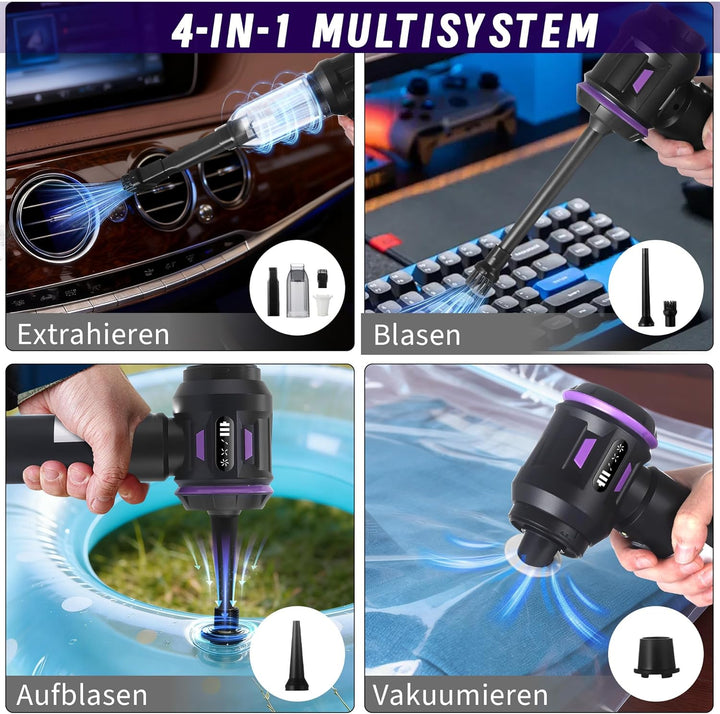 Citybee Handstaubsauger Akku Mini Staubsauger Kabellos - 25000Pa Handstaubsauger Stark 4 in 1 Autost