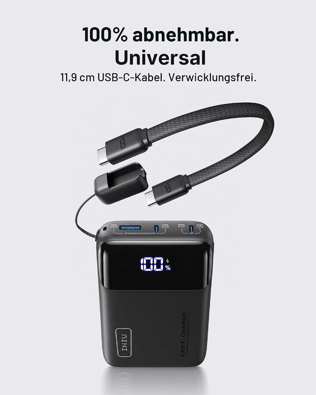 INIU Laptop Power Bank, Klein 65W PD3.0 20000mAh Hochkapazität Powerbank, USB-C EIN &amp; Ausgang Extern