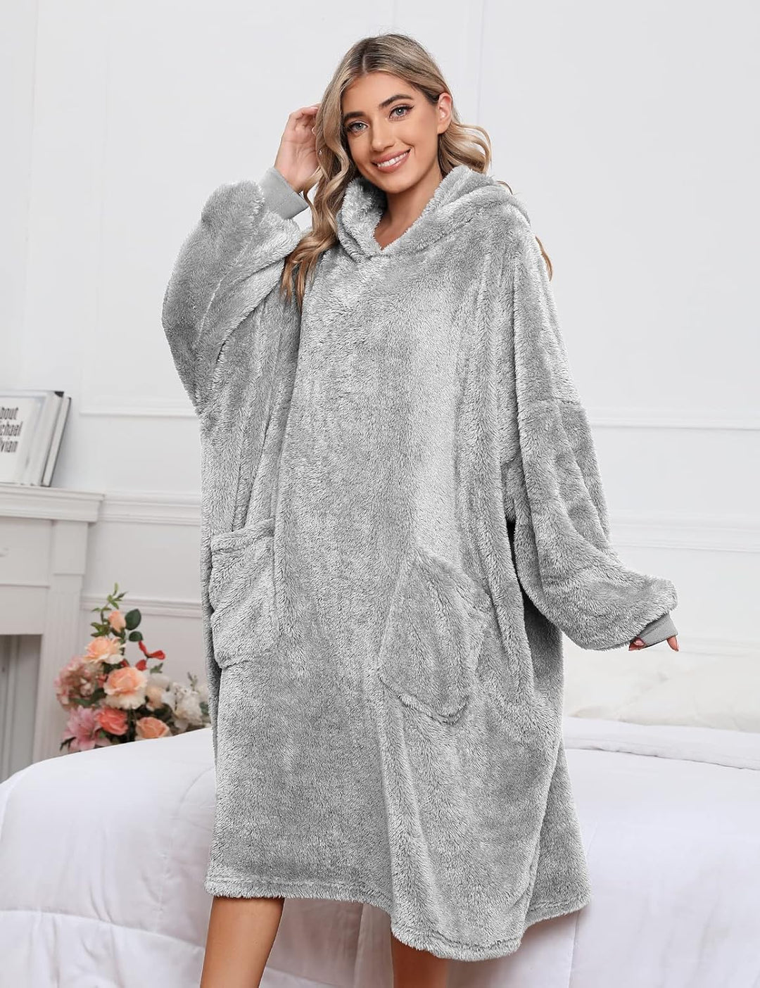 Tuopuda Übergrosse Hoodie Sweatshirt Damen Herren Decke Sweatshirt Pullover mit Kapuze Langarm Kapuz