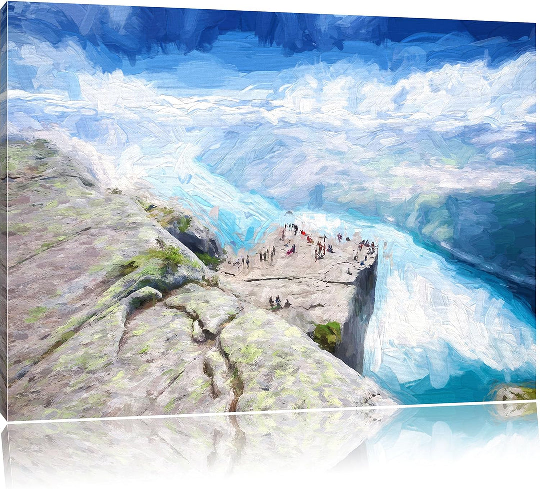 Pixxprint Küste in Norwegen als Leinwandbild/Grösse: 100x70 cm/Wandbild/Kunstdruck/fertig bespannt,