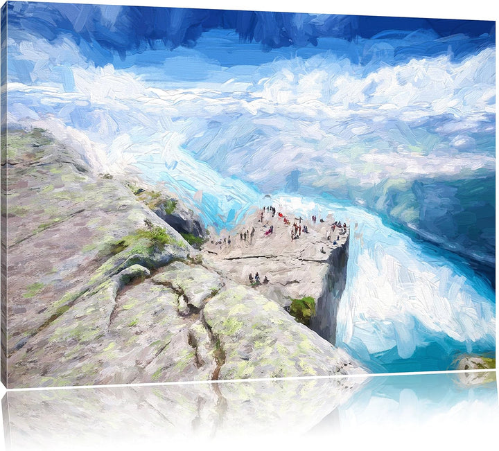 Pixxprint Küste in Norwegen als Leinwandbild/Grösse: 100x70 cm/Wandbild/Kunstdruck/fertig bespannt,